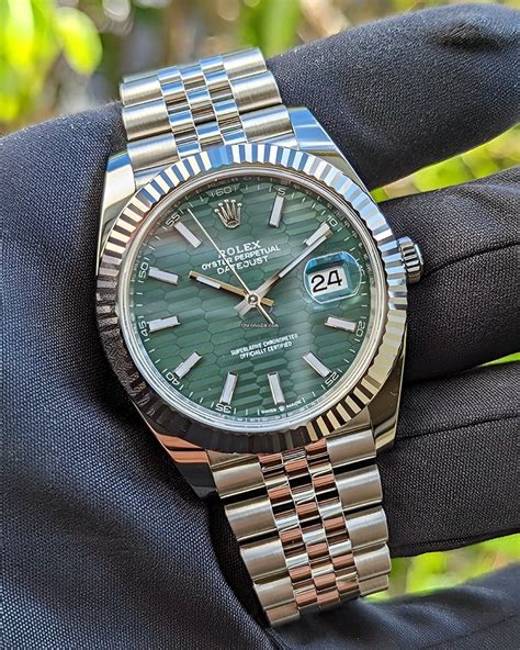 rolex datejust green face.